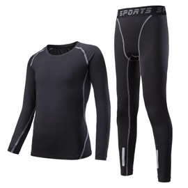 Sillictor Kids Sportswear, Compression Wear, Top and Bottom Set, Innerwear, Shirt, Tights, Sweat Absorbent, Quick Drying, Breathable, Thermal