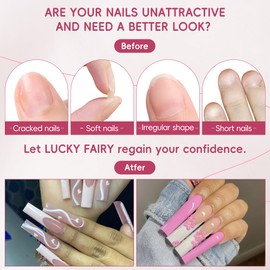 Luckyfairy XXL Square Nail Tips No C Curve Flat Nail Tips Square 2XL Half Cover Pre-buff Gel X Nail Tips False Nails 504 Pcs Gelly Tips for DIY Nail Art Salon 12 Sizes Press On nails