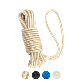 BLUEWING Double Braided Nylon Dock Lines with 15" Loop 25ft 5/8" 16mm Marine Docking Mooring Boat Rope Gold