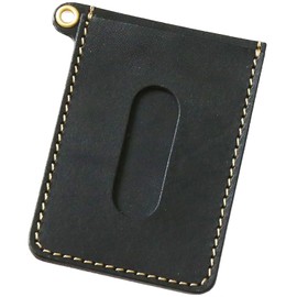 Polcolosso Vertical Pass Case with Grommets, Original Tochigi Leather, Made in Japan, Genuine Leather, Black