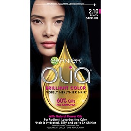 Garnier Olia Hair Color, Ammonia Free Hair Dye, Permanent Hair Color, 2.10 Black Sapphire (Packaging May Vary), 1 Count