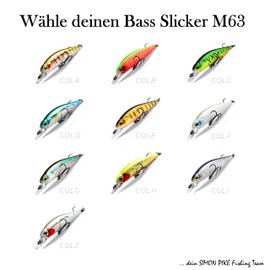 Wobbler Bass Slicker M63 SP in Colour E 6.3 cm Bait for Fishing for Perch Zander Pike & Co., Flat Running