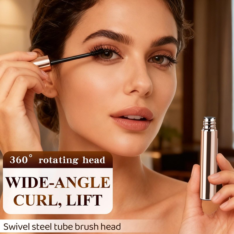 2PCS Ultra-Fine Lengthening Waterproof Quick-Dry Mascara, Iron Wand Mascara, Waterproof
