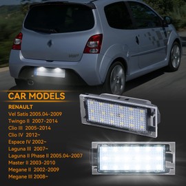 POPMOTORZ LED Number Plate Light, 2 Pieces Number Plate Light with CanBus Error Free for R-enault Captur Clio 3 Clio 4 Espace 4 Fluence Laguna 3 Mercede-s Citan Kombi 415 Smart Forfour 453