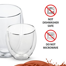 ANSIO® Double Walled Thermo Coffee Cups 2 x 350ml, 2 x 80ml Food Grade Double Wall Glass - Lightweight and Durable Borosilicate Glass Cups Pack of 4 - Ideal for Hot and Cold Beverages