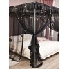 Mengersi Black Bed Canopy, 4 Corner Post Bed Canopy Curtains,