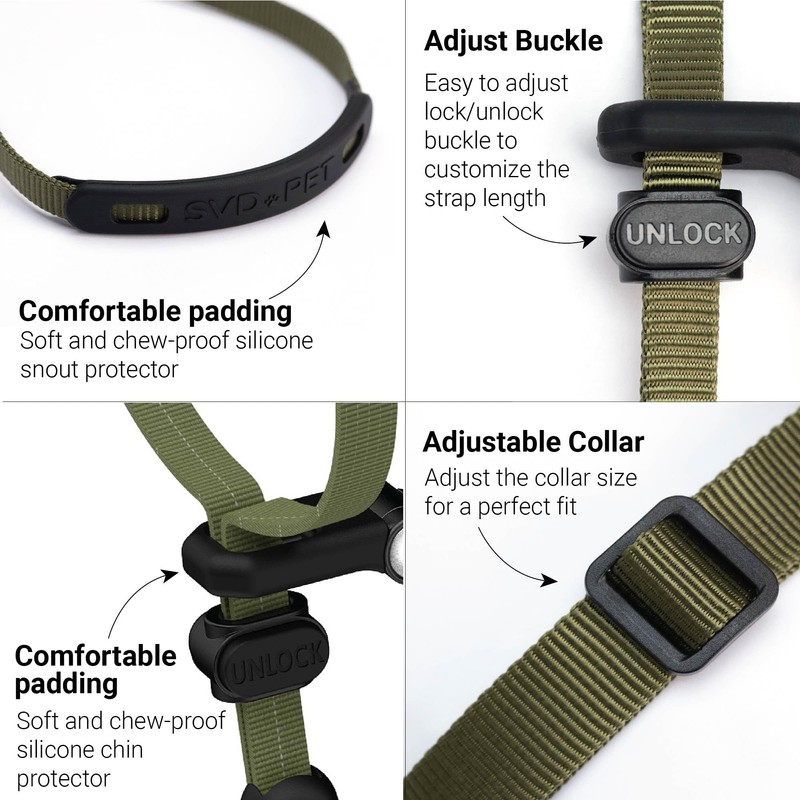 SVD.PET No-Pull Dog Headcollar for Easier Walks, Chew-Proof Protector to
