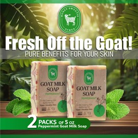 Honey Sweetie Acres 2-Pack All Natural Moisturizing 5 Oz Handmade Peppermint Goat Milk Soap – Nourishing, Eco-Friendly, and Gentle on Skin
