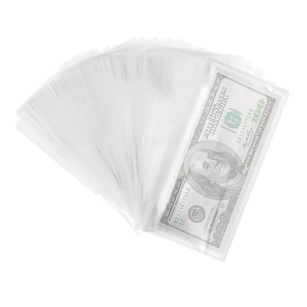 YASUOA 100 Pieces Clear Paper Money Holder, Paper Money Sleeves,