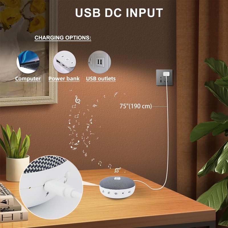 BIGMONAT White Noise Machine with 36 Natural Soothing Sounds and