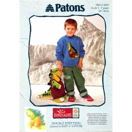 Patons Knitting Pattern 5059 Steg Dinosaur Sweater and Toy (20-26in)