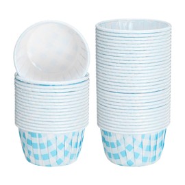 sourcing map Mini Cupcake Liners for Baking Cupcake, 50Pcs Cupcake Muffins Liners Cupcake Holders Paper Greaseproof Wrappers for Wedding, Showers, Gift (Blue and White)