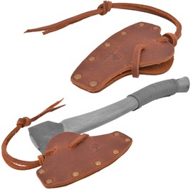 Durable Leather Axe Holster Hatchet Head Cover Axe Sheath Blade Protector Camping Tool (Blade B: 3 1/4" ~ 3 7/8", Brown)