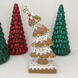 Unbranded Grinch Gingerbread Tilted Christmas Tree Candy Cane Slim Tabletop Decor 10"