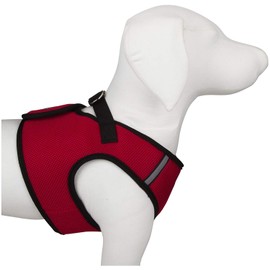 The Worthy Dog Sidekick Harness with Comfy Padded Mesh Velcro Adjustable, Outdoor, Easy Walk Vest - Medium, Red