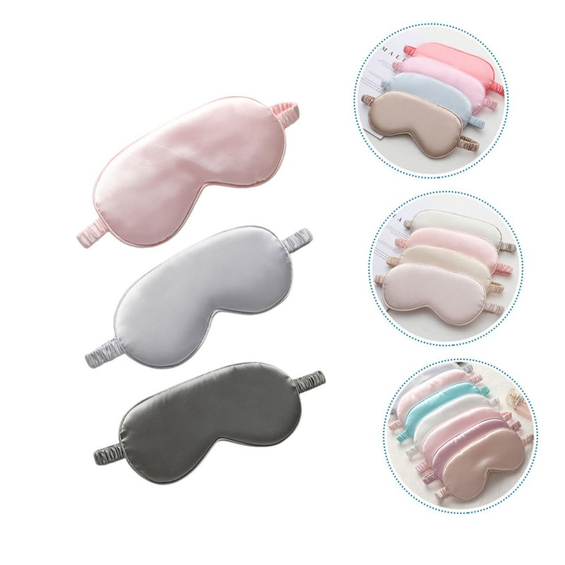 IWOWHERO 3Pcs Travel Blindfold Two Sided Breathable Silk Sleeping Mask