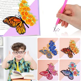 Diamond Painting Bookmarks Adult Crafts 5D DIY Butterfly Diamond Art Bookmark Set for Adults Women Girls Kids Gifts