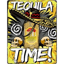 Vintage Retro Tequila Time Drink Alcohol Shot inspired Man Cave Bar Pub Shed Novelty Gift Aluminium Metal Tin Wall Décor Sign
