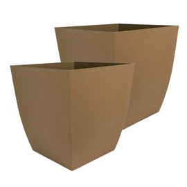 The HC Companies Santa Fe Square Self-Watering Pot - Lightweight Plastic Planter for Herbs & More - Durable Plant Pots for Indoor Plants & Outdoor Plants (16" Cavern Clay, Pack 2)