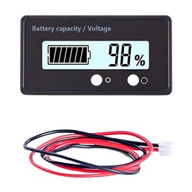 ZIMISI 12V 24V 48V 60V 72V Golf Cart Battery Capacity Indicator with Alarm, Digital Battery Voltage Monitor Gauge, LCD Display Voltmeter Tester for Lithium Batteries&Lead-Acid Batteries (White)