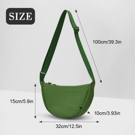YZROHYI Women's Crescent Moon Bag, Crossbody Bag, Large, Moon Bag, Semicircular Shoulder Bag, Dumpling Bag, Bum Bag, Banana Bag, Shoulder Bag with Zip, Tote Bag, Plain Messenger Bag, forest green