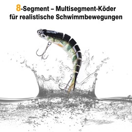 Goture Artificial Bait Pike, Topwater Fishing Lure for Segment Swimming Bait, Gliding Bait, Jointed Pike Bait, Lifelike Fishing Lure Set, Fish Bait for Zander, Bass, Trout, Wobbler, Swimbait