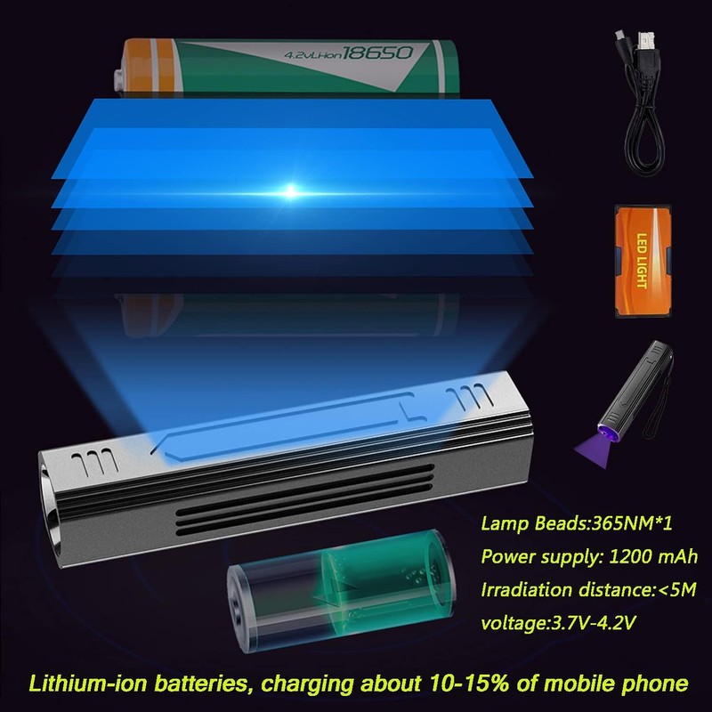 Denlydom Woods UV LampPortable 365nm Pet Cat Dog UV Black