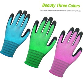 GAVOROHANS 3 Pairs Gardening Gloves Superior Grip Work Gloves Durable Comfortable Breathable Multipurpose for Gardening Construction, Logistics,Warehousing,Landscaping (3Pairs Small)