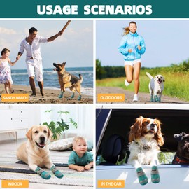 Hcpet Dog Boots Paw Protector, Anti-Slip Breathable Dog Shoes for Small Medium Large Dogs, Puppy Booties with Reflective Straps 4Pcs