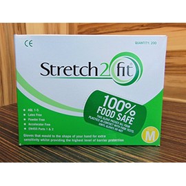 Stretch2Fit Latex-Free Unpowdered Gloves - Medium Green - 200 Pack