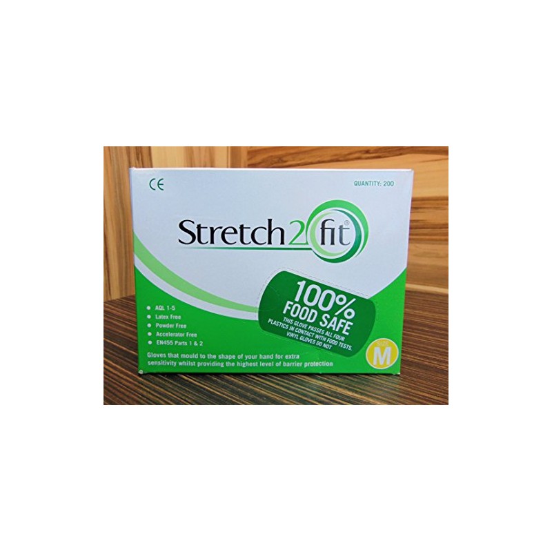 Stretch2Fit Latex-Free Unpowdered Gloves - Medium Green - 200 Pack