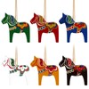 Dala Horse - Adornos de Navidad suecos de 6 piezas