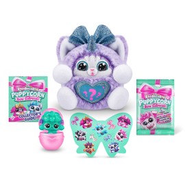 Rainbocorns Puppycorn Bow Surprise, Puppycorn Series 3, Rufus the Husky - Collectible Plush - 5 Layers of Surprises, Peel and Reveal Heart, Stickers, Slime, Ages 3+ (Husky)