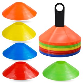 ATHLEJOY 25 x Coloured Marker Cones, Accessories for Football & Slalom Training, Outdoor Training Accessories