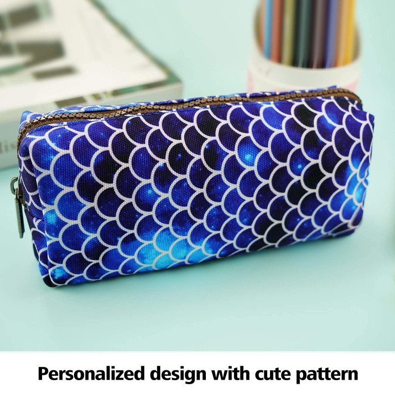LParkin Mermaid Large Capacity Canvas Pencil Case Pen Bag Pouch