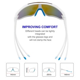 OULAIQI Sports Sunglasses Cycling Sunglasses for Men Women with 3 Interchangeable Lenses Baseball Glasses