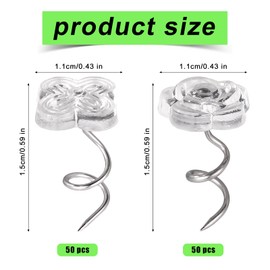 100pcs Bed Skirt Pins, 0.43 Inch Twist Pins with Clear Heads Upholstery Tacks Headliner Pin for Slipcovers and Bedskirts Holders (Four-Leaf Clover, Rose)