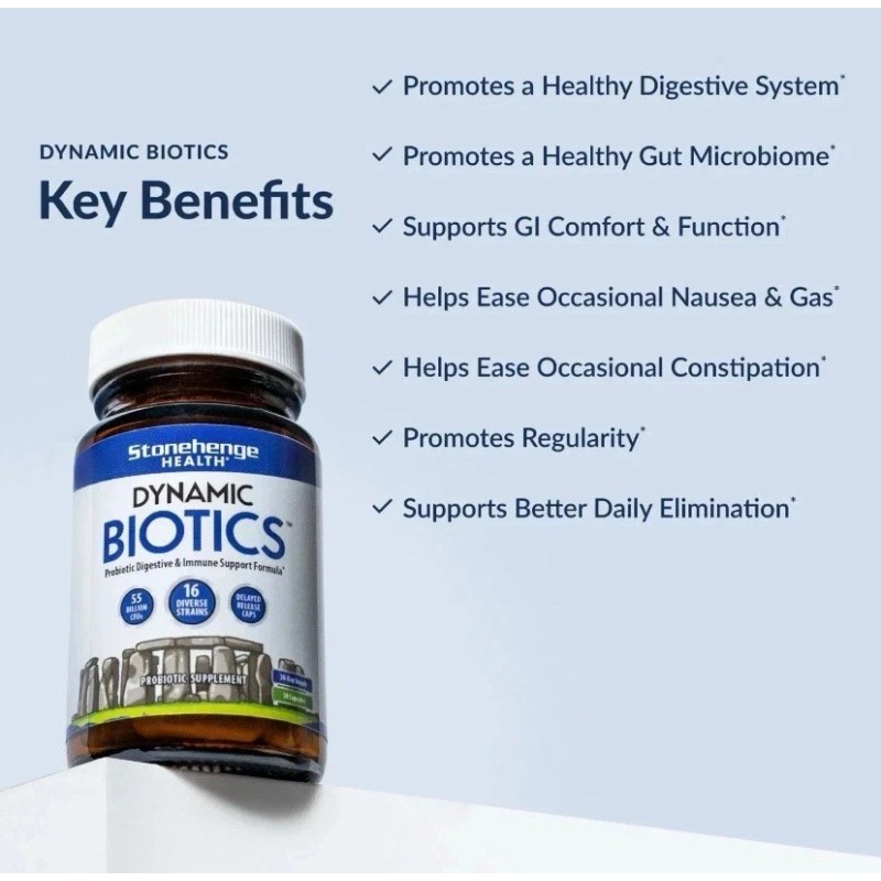 100% Pure Dynamic BIOTICS Stonehenge Probiotic Immune, Digestive, IBS &
