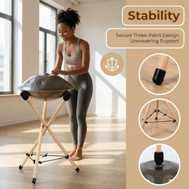 MJFUNTXY Handpan Stand Tongue Drum Bracket, Solid Wood Adjustable Tripod Holder, Extendable Snare Bracket for 12 to 22 Inch Percussion Instruments
