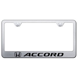 Au-TOMOTIVE GOLD Laser Etched Logo Stainless Steel License Plate Frame for Honda Accord (Brushed Chrome)