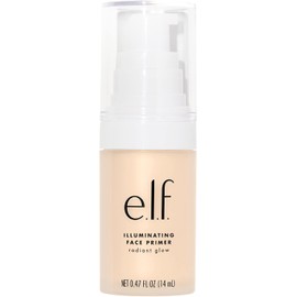 E.L.F. Prebase Iluminadora Para Rostro, Prebase De Maquillaje Sedosa Para Un Maquillaje Duradero Y Un Brillo Luminoso, Rellena Las Líneas Finas, Vegana Y Libre De Crue Beige Radiante 0,47 Onzas Líqui