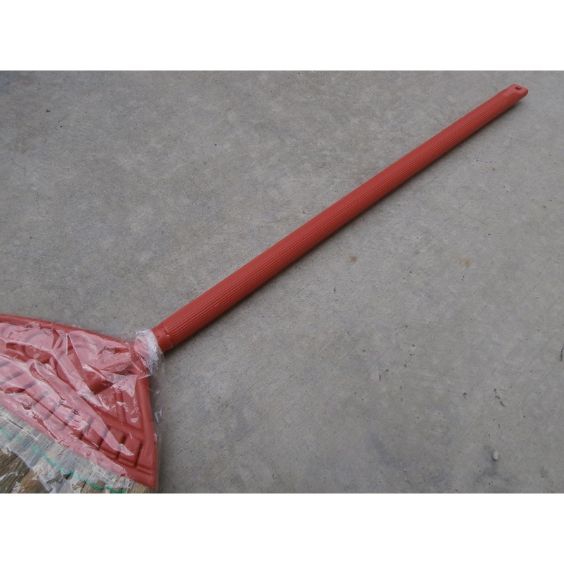 Vietnamese Soft Fan Straw Broom with Red Plastic Tube Handle