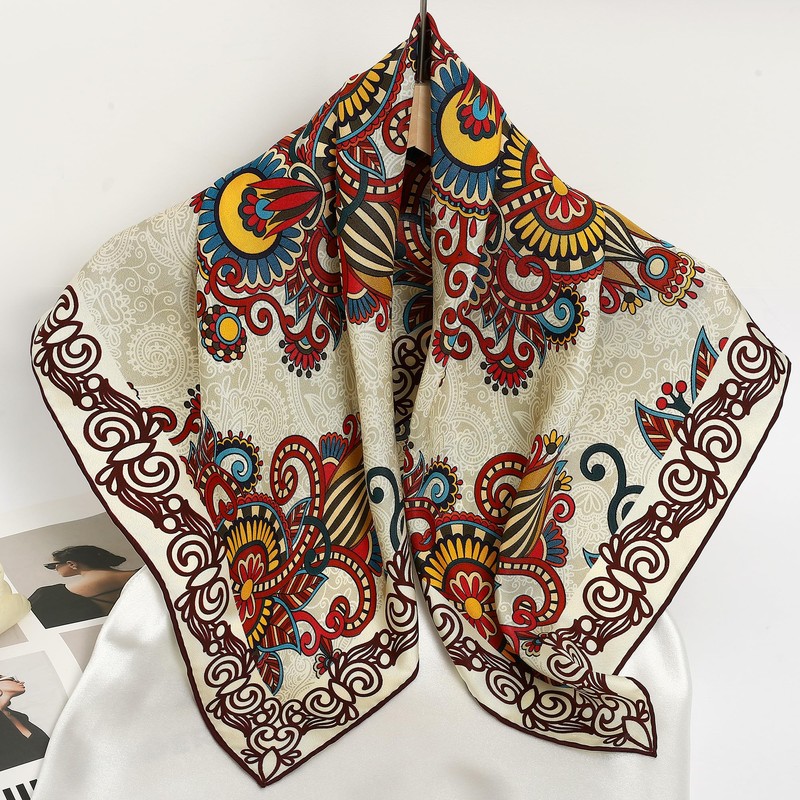 STARWHISPER 100% Pure Mulberry Silk Scarf-27''x27'' 14MM Double-Sided Printed Pure