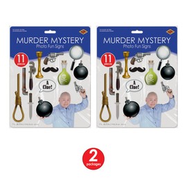 Beistle 53397 Murder Mystery Photo Fun Signs, 22 Piece, 7"-20¾", Multicolor
