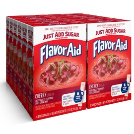 Flavor Aid Cherry Unsweetened Drink Mix Pitcher Packets, 2 Quart (6 Sticks), 72 Count
