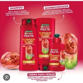 Garnier Kit Rutina Fructis Reparador De Daño  Shampoo, Acondicionador Y Crema Para Peina