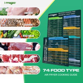Air Fryer Magnetic Cheat Sheet Set, Cook Times Chart Air Fryer Accessories Instant Pot Cheat Sheet, Magnet Sheet Quick Reference Guide for Cooking and Frying
