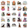 Pack of 50 Cat Reading Stickers Car Laptop Phone Guitar