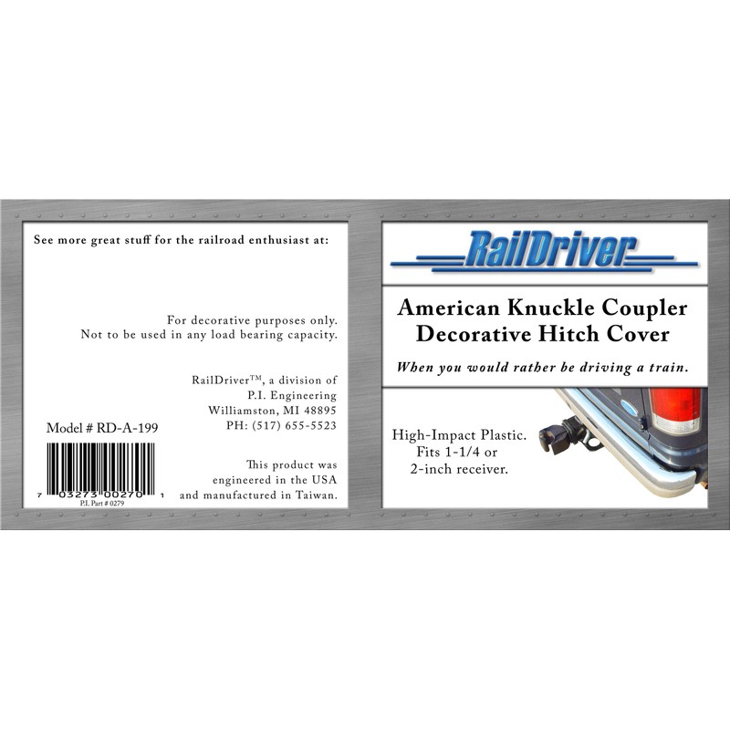 RailDriver American Knuckle Coupler Decorative Hitch Cover