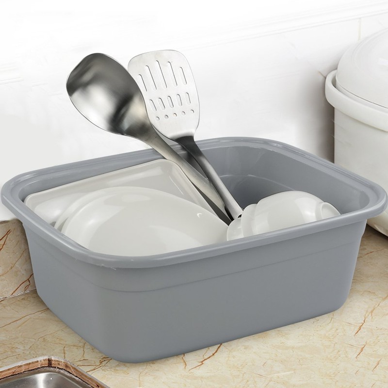 Jekiyo Plastic Dish Tubs, Grey Wash Basin, 12 QT/4 Packs